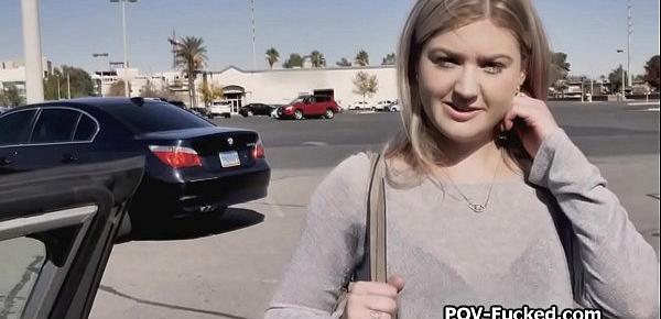  Picking up busty teen for action at parking lot